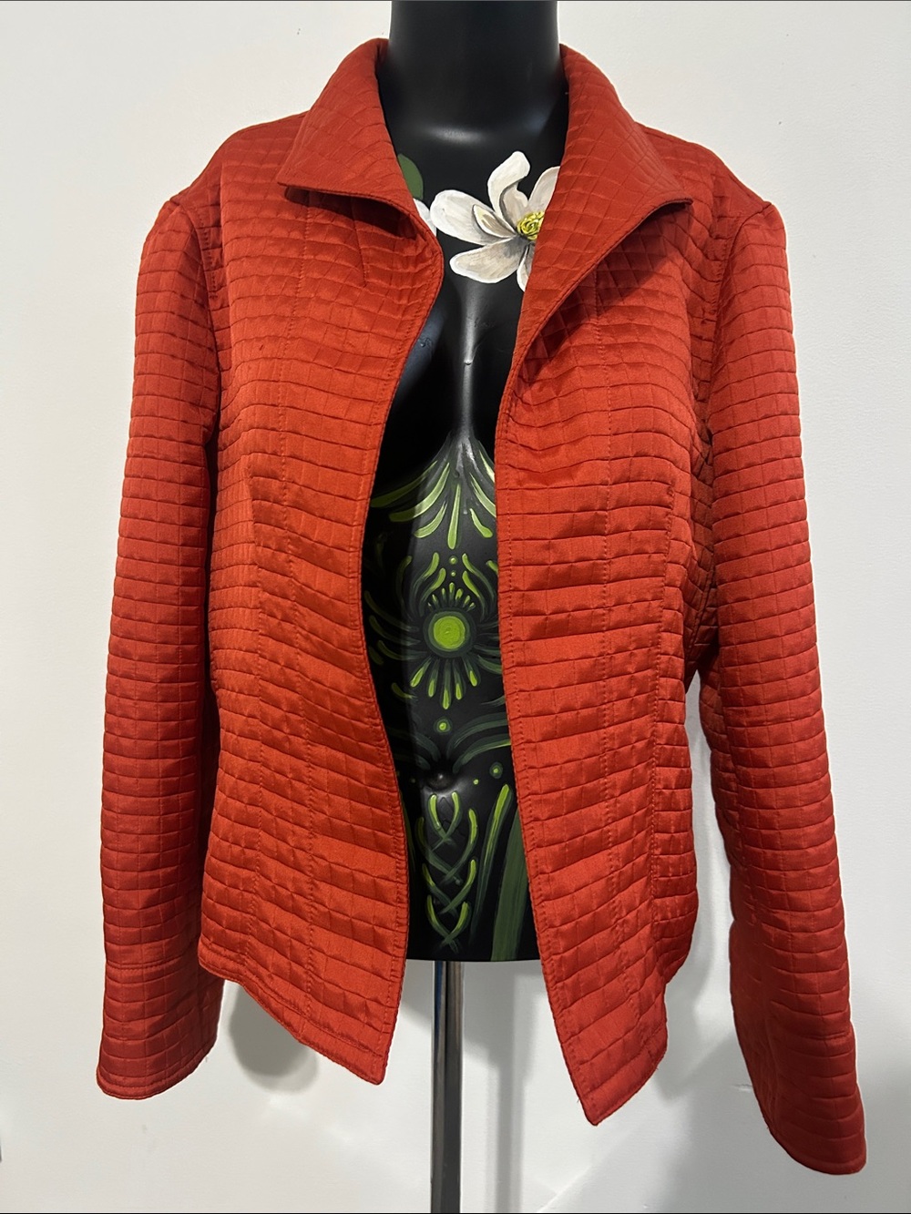 Harve Benard Quilted Rust Open Front Jacket